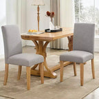 Acekool Chaises de salle à manger rembourrées lot de 2, pieds en bois, tissu lin, pour salle à manger et cuisine