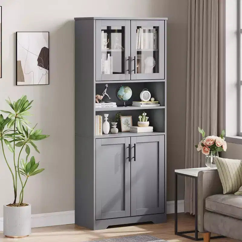 Meuble de garde-manger de cuisine, meuble de bar à café en bois avec 4 portes et 1 tiroir, meuble de rangement de ferme