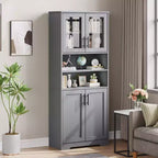Meuble de garde-manger de cuisine, meuble de bar à café en bois avec 4 portes et 1 tiroir, meuble de rangement de ferme