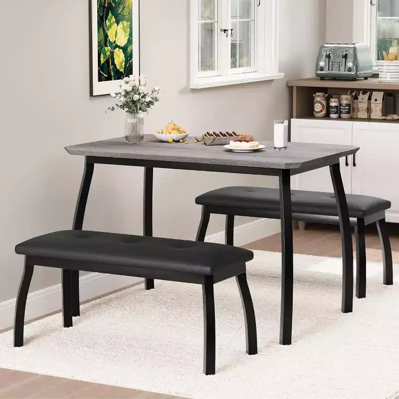 Ensemble table à rallonge 44 polyvalente, 3 pièces de mobilier convertible cuisine/salle à manger, design compact pour petits espaces, facile à assembler
