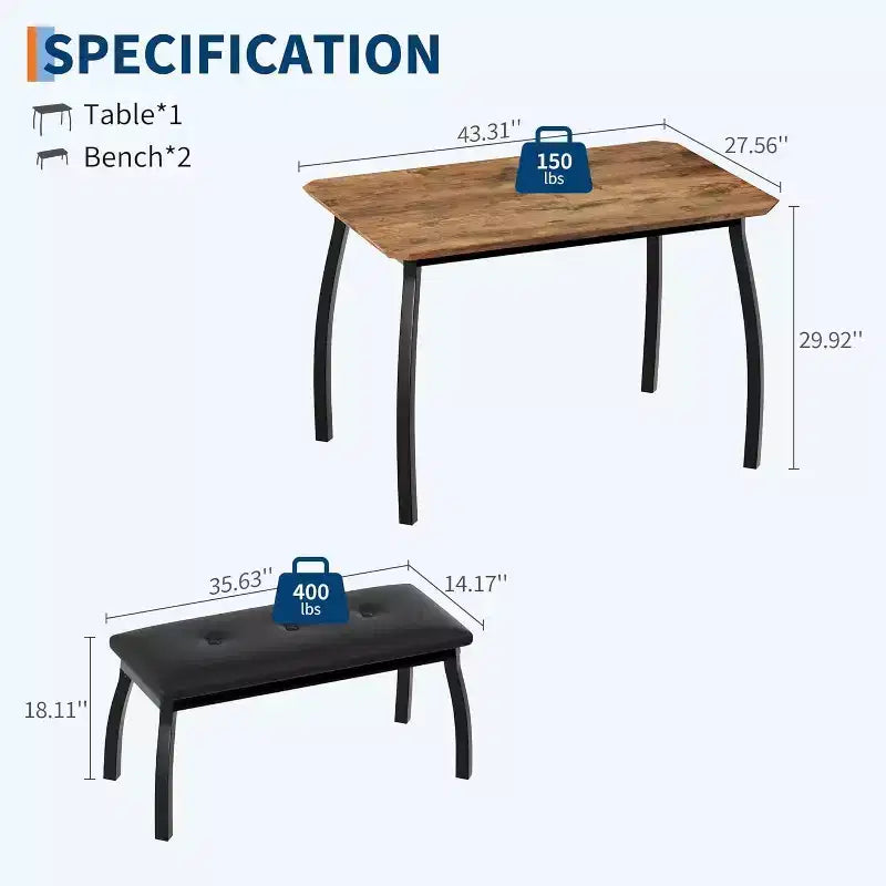 Ensemble table à rallonge 44 polyvalente, 3 pièces de mobilier convertible cuisine/salle à manger, design compact pour petits espaces, facile à assembler
