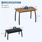 Ensemble table à rallonge 44 polyvalente, 3 pièces de mobilier convertible cuisine/salle à manger, design compact pour petits espaces, facile à assembler