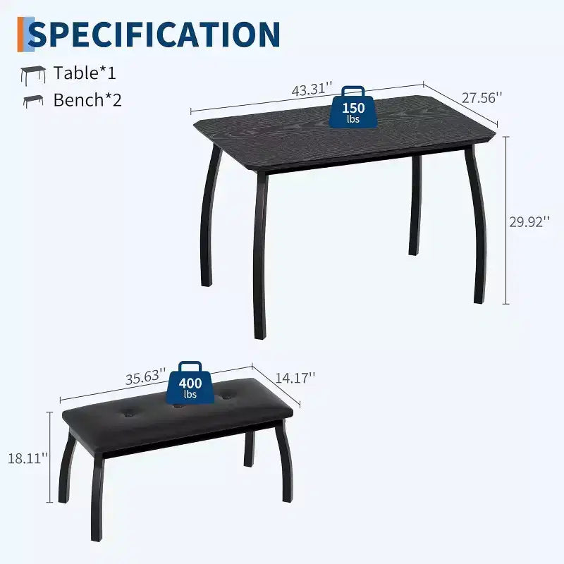 Ensemble table à rallonge 44 polyvalente, 3 pièces de mobilier convertible cuisine/salle à manger, design compact pour petits espaces, facile à assembler