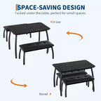 Ensemble table à rallonge 44 polyvalente, 3 pièces de mobilier convertible cuisine/salle à manger, design compact pour petits espaces, facile à assembler