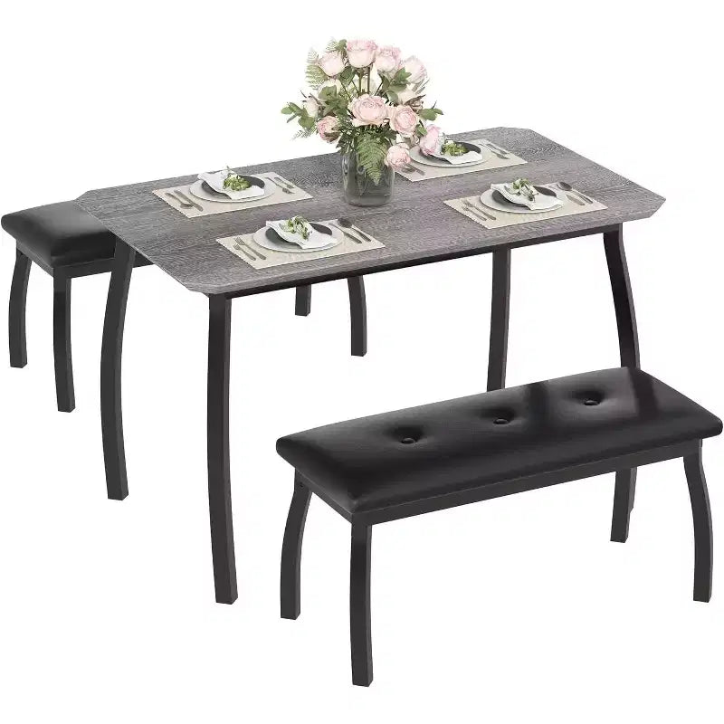 Ensemble table à rallonge 44 polyvalente, 3 pièces de mobilier convertible cuisine/salle à manger, design compact pour petits espaces, facile à assembler
