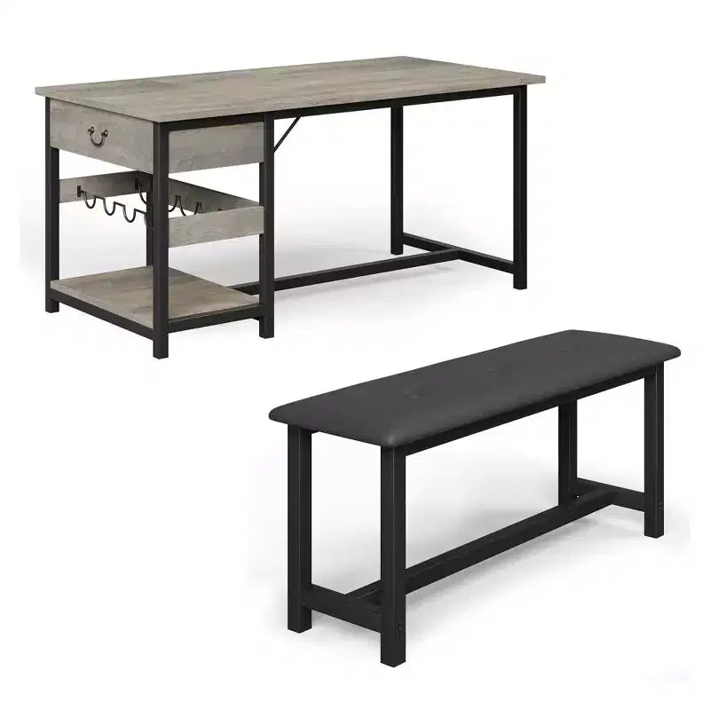 Ensemble de salle à manger pour 4, table de cuisine avec bancs rembourrés, table de salle à manger de cuisine pour petit espace