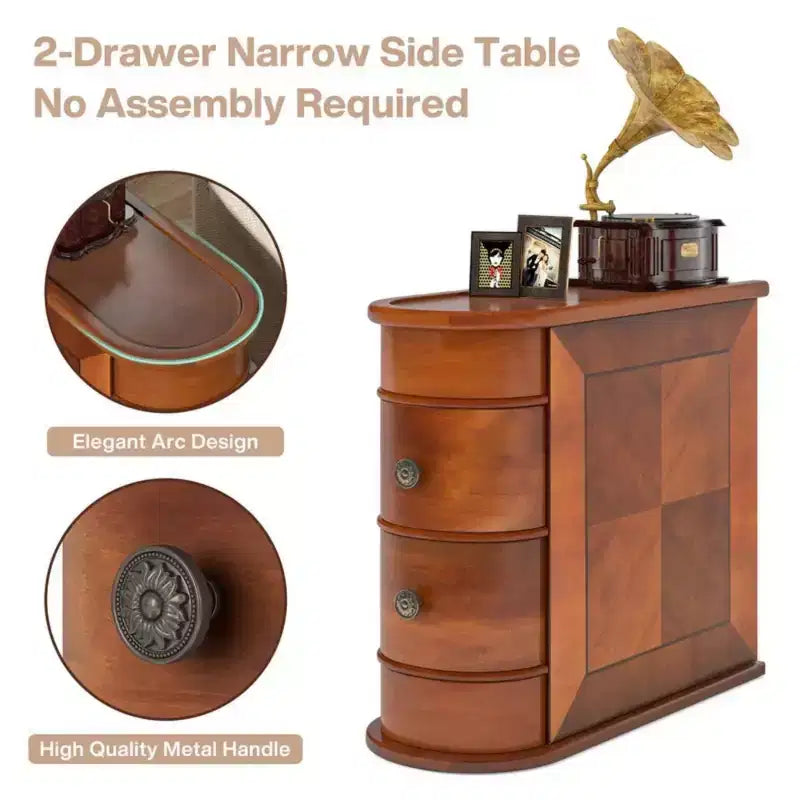 Table d'appoint haute en bois avec 3 tiroirs