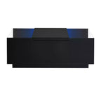 Table basse LED moderne Okak, éclairage 16 couleurs et espace de rangement, finition brillante, table d'appoint rectangulaire pour salon