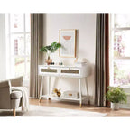 Probe Hues Sleek Modern Entryway Console Table with Drawers & Metal Shelf