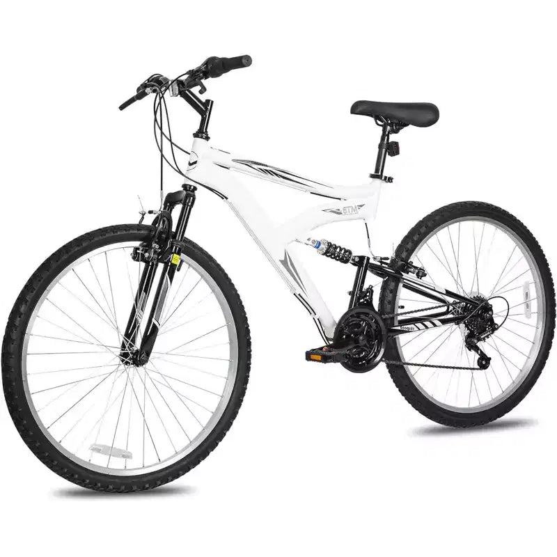 hykolity 26 inch Mountain Bike MTB Outdoor Bicycle Cycling 18 Speed Sport Bikes Trail Off Road Full Suspension for Adult Men Unisex White