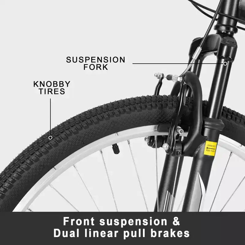 hykolity VTT 27,5 pouces Vélo Tout-Terrain 18 Vitesses Sport Pleine Suspension pour Hommes Adultes Unisexe Noir
