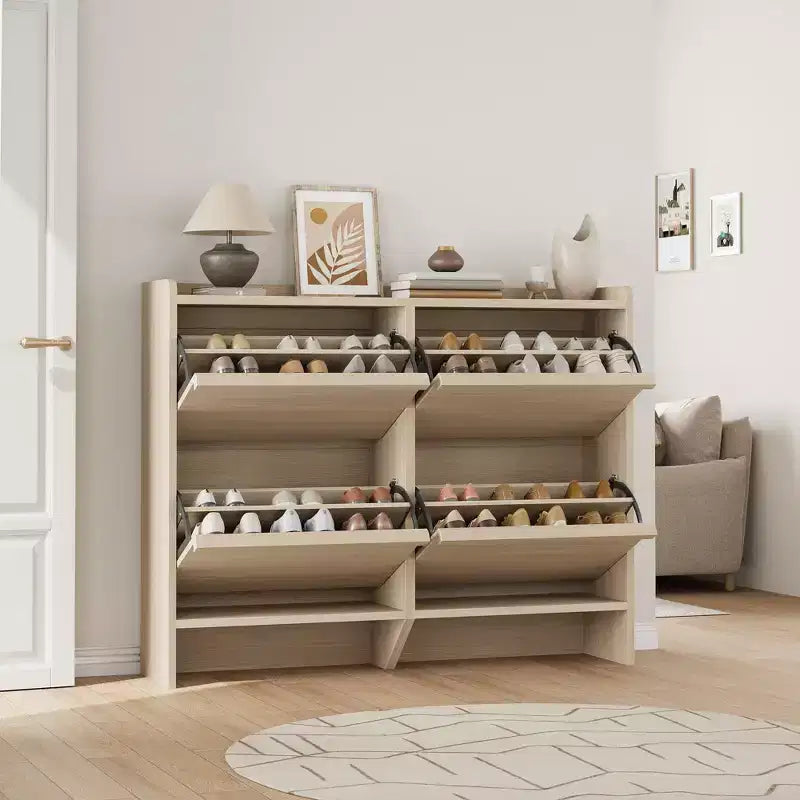 Meuble à chaussures avec tiroirs basculants, meuble de rangement à chaussures moderne pour entrée, meuble à chaussures en bois avec étagère réglable
