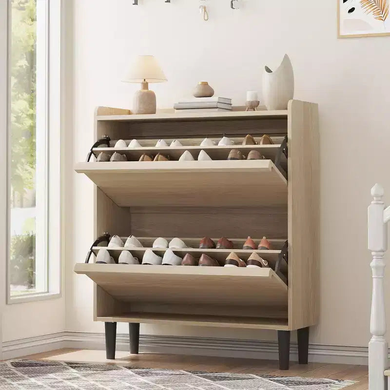 Meuble à chaussures avec tiroirs basculants, meuble de rangement à chaussures moderne pour entrée, meuble à chaussures en bois avec étagère réglable
