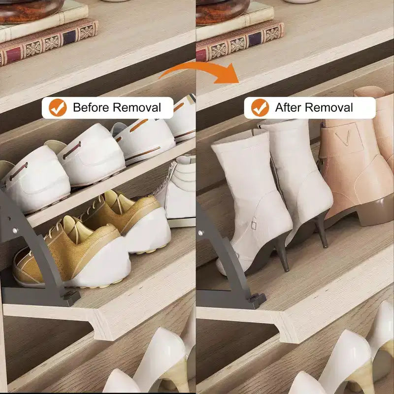 Meuble à chaussures avec tiroirs basculants, meuble de rangement à chaussures moderne pour entrée, meuble à chaussures en bois avec étagère réglable