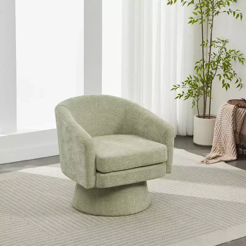 Fauteuil rembourré en chenille pivotant à 360° Christopher Knight Home Aether avec coussin