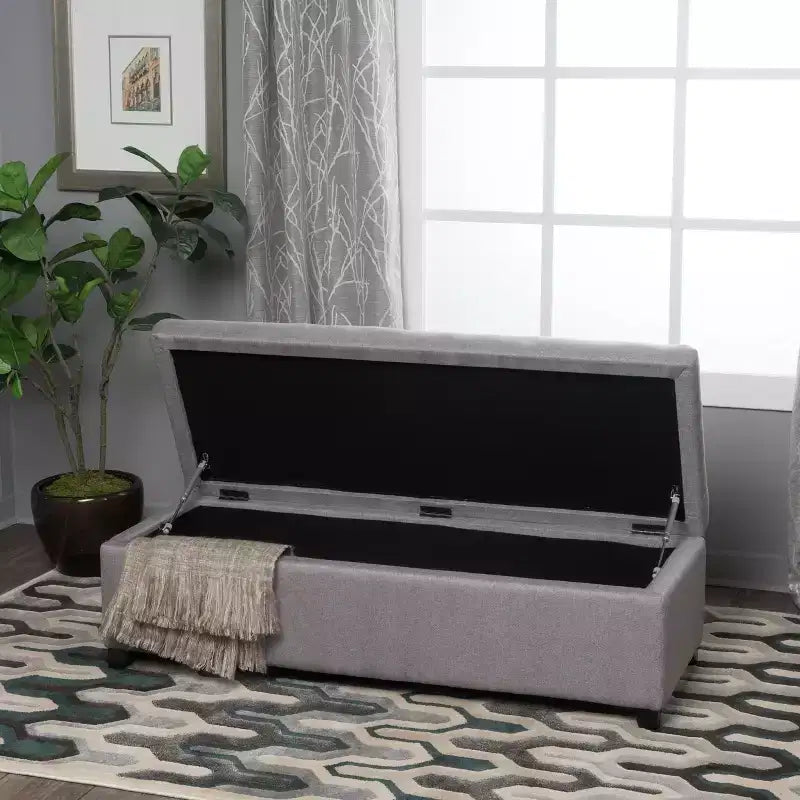 Banc ottoman de rangement capitonné contemporain Gannon GDFStudio