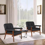 TYBOATLE Fauteuil en similicuir noir avec cadre en bois, fauteuils de salon rembourrés confortables pour la lecture dans les petits espaces