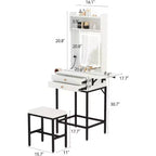 Petite coiffeuse avec miroir, mini coiffeuse avec éclairage réglable, 2 tiroirs, support pour sèche-cheveux pour petites chambres, appartements