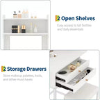 Petite coiffeuse avec miroir, mini coiffeuse avec éclairage réglable, 2 tiroirs, support pour sèche-cheveux pour petites chambres, appartements