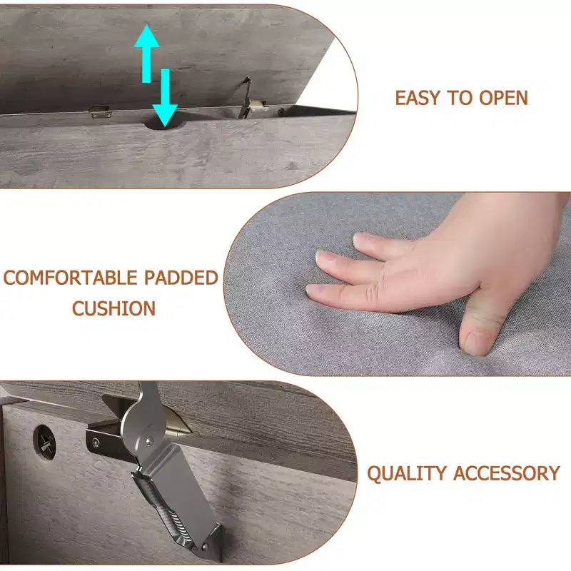 Banc à chaussures avec coussin, banc d'entrée avec étagère réglable, banc à chaussures de rangement dissimulé, étagère à chaussures en bois, pour entrée, couloir