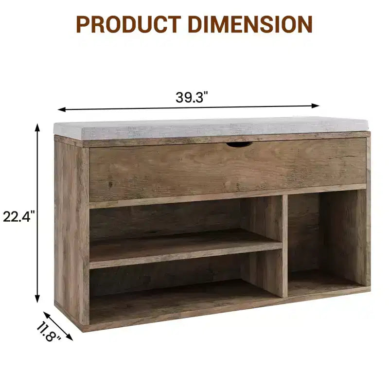 Banc à chaussures avec coussin, banc d'entrée avec étagère réglable, banc à chaussures de rangement dissimulé, étagère à chaussures en bois, pour entrée, couloir