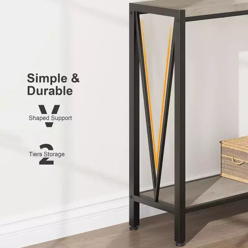 TROPOW Console, Table d'entrée à 2 niveaux, Table de canapé étroite avec rangement, Console pour entrée, salon, couloir