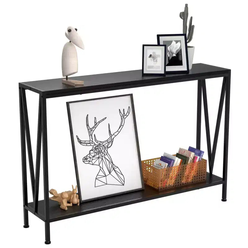 TROPOW Console, Table d'entrée à 2 niveaux, Table de canapé étroite avec rangement, Console pour entrée, salon, couloir