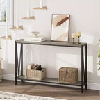 TROPOW Console Table, 2 Tier Entryway Table, Narrow Sofa Table with Storage, Console Table for Entryway, Living Room, Hallway