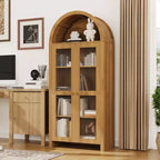 Armoire de cuisine haute de 70 po avec portes cintrées, Meuble de rangement de cuisine en bois avec étagères réglables, Armoire polyvalente pour salle à manger, salle de bain
