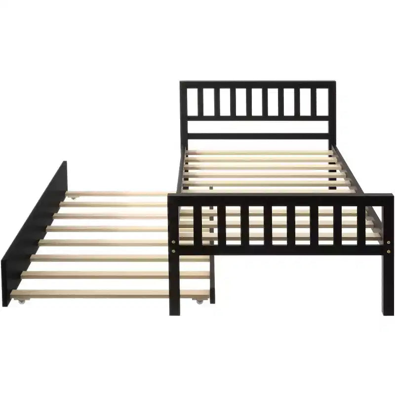 Acekool Cadre de lit plateforme double avec tête de lit, 2 tiroirs de rangement, design compact sans bruit, aucun sommier tapissier requis, pour chambre d'enfant ou d'amis