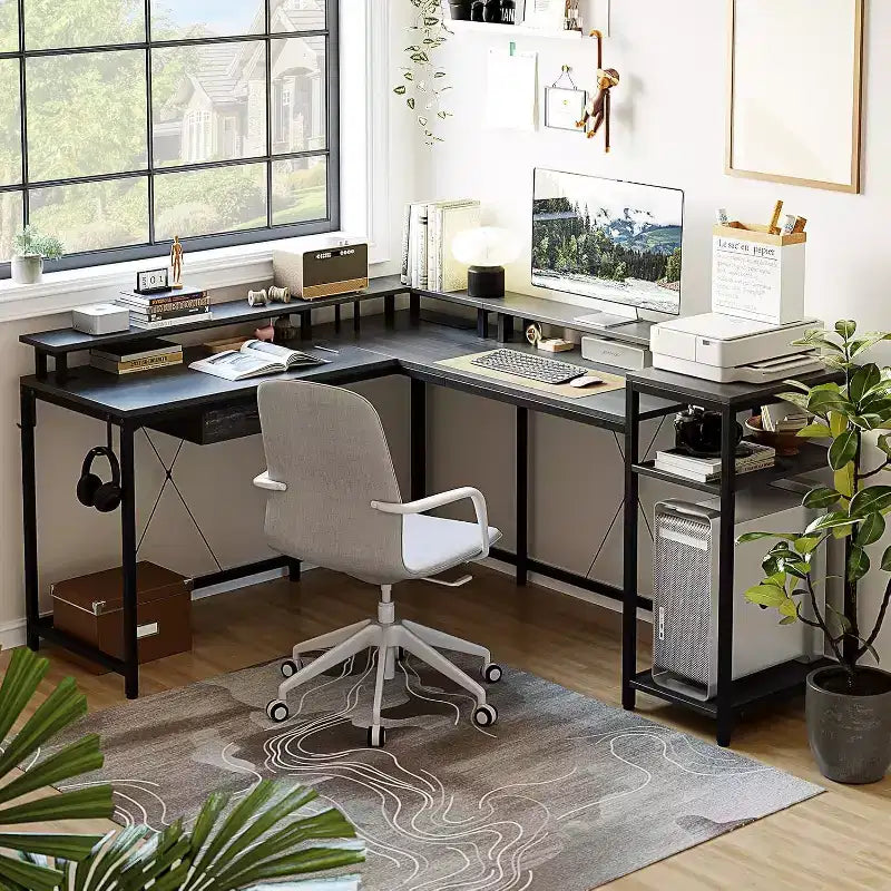Bureau de gamer en L Acekool 68 - Lumières LED et station de charge intégrée