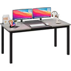 Acekool Bureau d'ordinateur moderne, Table de bureau de 160 cm, Grand bureau d'écriture avec cadre métallique, Bureau d'étude pour le travail à domicile