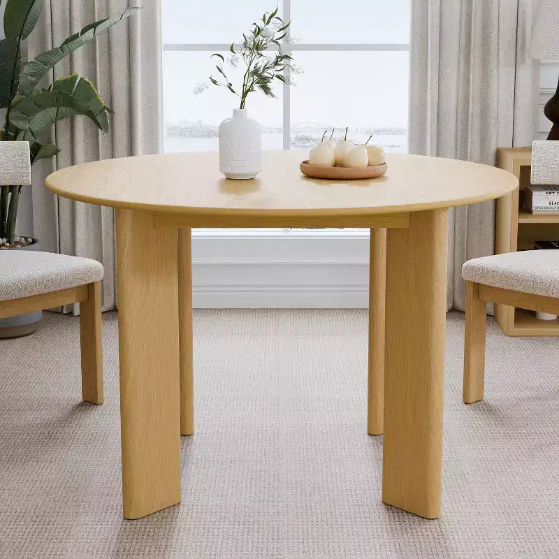 PexFix 45 Oak Solid Wood Farmhouse Dining Table Round Wood Top for Modern Dining Rooms & Family Gatherings