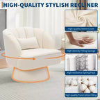 Fauteuil d'appoint pivotant moderne avec dossier rayé et coussin moelleux - Chaise longue ronde rembourrée
