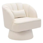 Fauteuil d'appoint pivotant moderne avec dossier rayé et coussin moelleux - Chaise longue ronde rembourrée