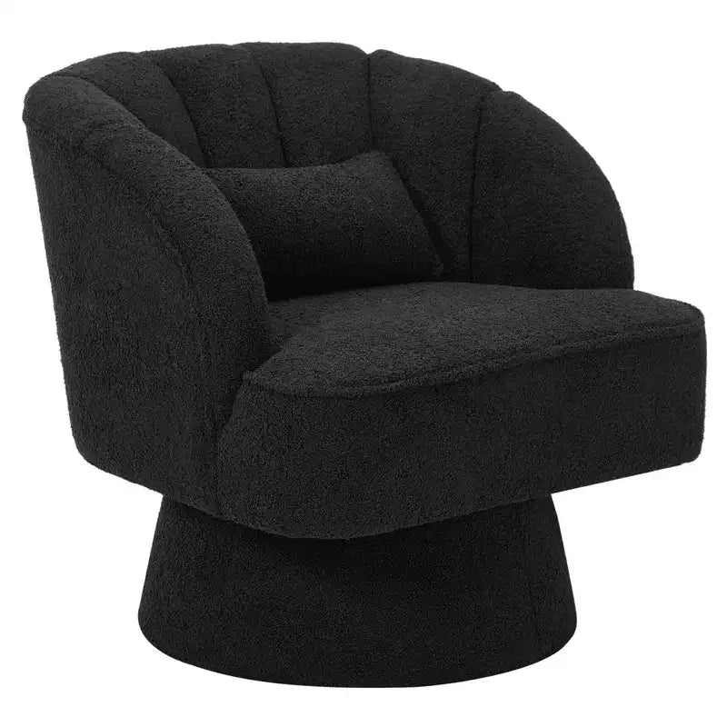 Fauteuil d'appoint pivotant moderne avec dossier rayé et coussin moelleux - Chaise longue ronde rembourrée
