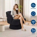 Fauteuil d'appoint pivotant moderne avec dossier rayé et coussin moelleux - Chaise longue ronde rembourrée
