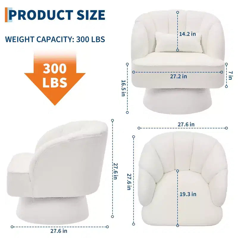 Fauteuil d'appoint pivotant moderne avec dossier rayé et coussin moelleux - Chaise longue ronde rembourrée
