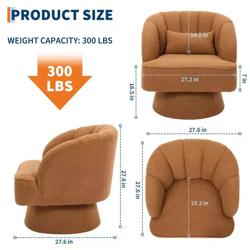 Fauteuil d'appoint pivotant moderne avec dossier rayé et coussin moelleux - Chaise longue ronde rembourrée