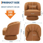 Fauteuil d'appoint pivotant moderne avec dossier rayé et coussin moelleux - Chaise longue ronde rembourrée
