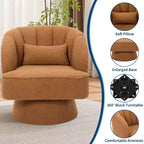 Fauteuil d'appoint pivotant moderne avec dossier rayé et coussin moelleux - Chaise longue ronde rembourrée