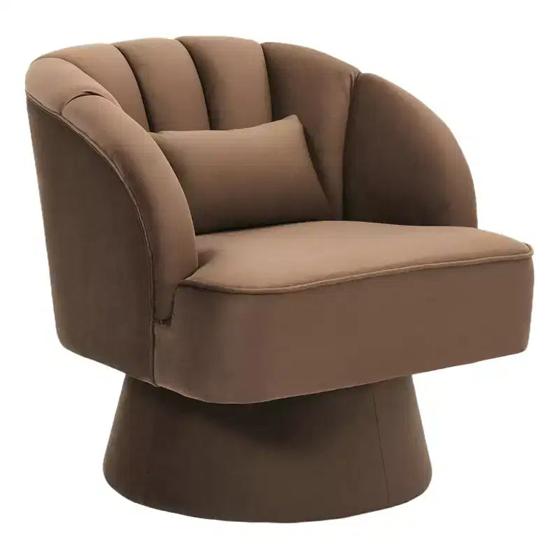 Fauteuil d'appoint pivotant moderne avec dossier rayé et coussin moelleux - Chaise longue ronde rembourrée