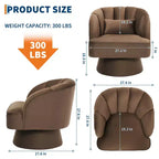 Fauteuil d'appoint pivotant moderne avec dossier rayé et coussin moelleux - Chaise longue ronde rembourrée