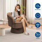 Fauteuil d'appoint pivotant moderne avec dossier rayé et coussin moelleux - Chaise longue ronde rembourrée