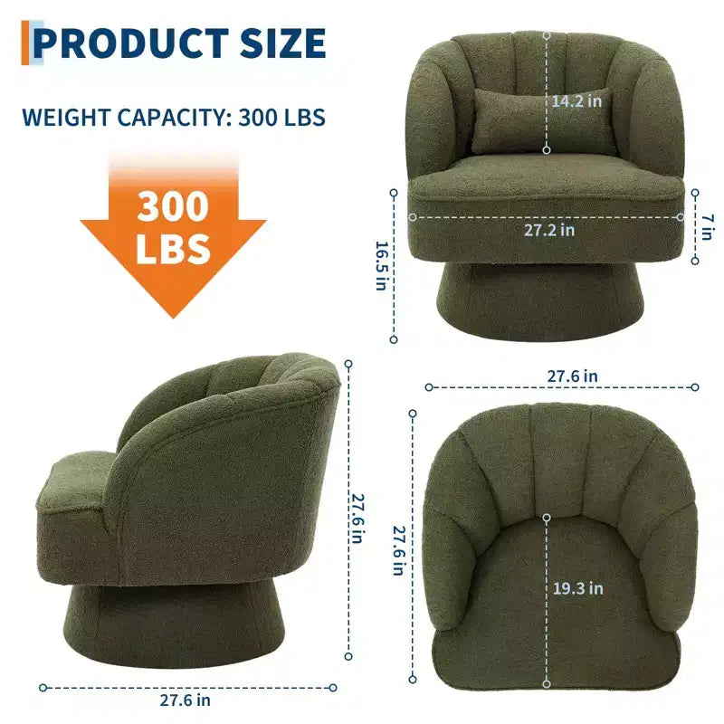 Fauteuil d'appoint pivotant moderne avec dossier rayé et coussin moelleux - Chaise longue ronde rembourrée