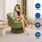 Fauteuil d'appoint pivotant moderne avec dossier rayé et coussin moelleux - Chaise longue ronde rembourrée