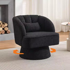Fauteuil d'appoint pivotant moderne avec dossier rayé et coussin moelleux - Chaise longue ronde rembourrée