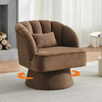 Fauteuil d'appoint pivotant moderne avec dossier rayé et coussin moelleux - Chaise longue ronde rembourrée