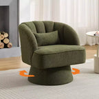 Fauteuil d'appoint pivotant moderne avec dossier rayé et coussin moelleux - Chaise longue ronde rembourrée