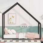 Lit Cabane Enfant Acekool - Cadre Métallique Simple avec Toit